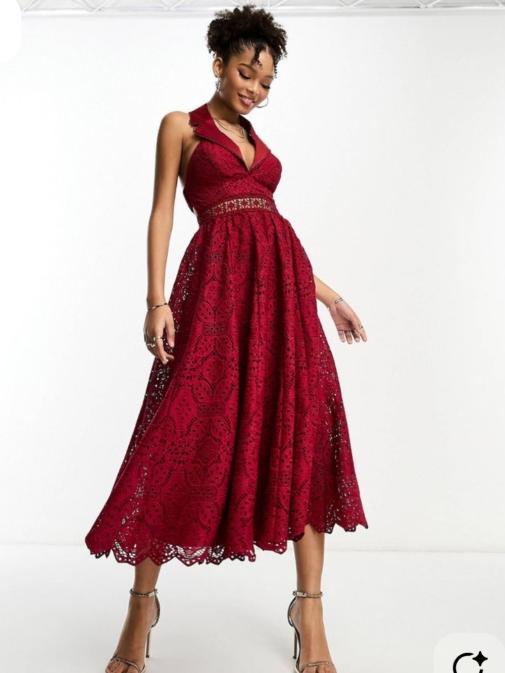 Asos Lace Collar  Midi Dress - Women